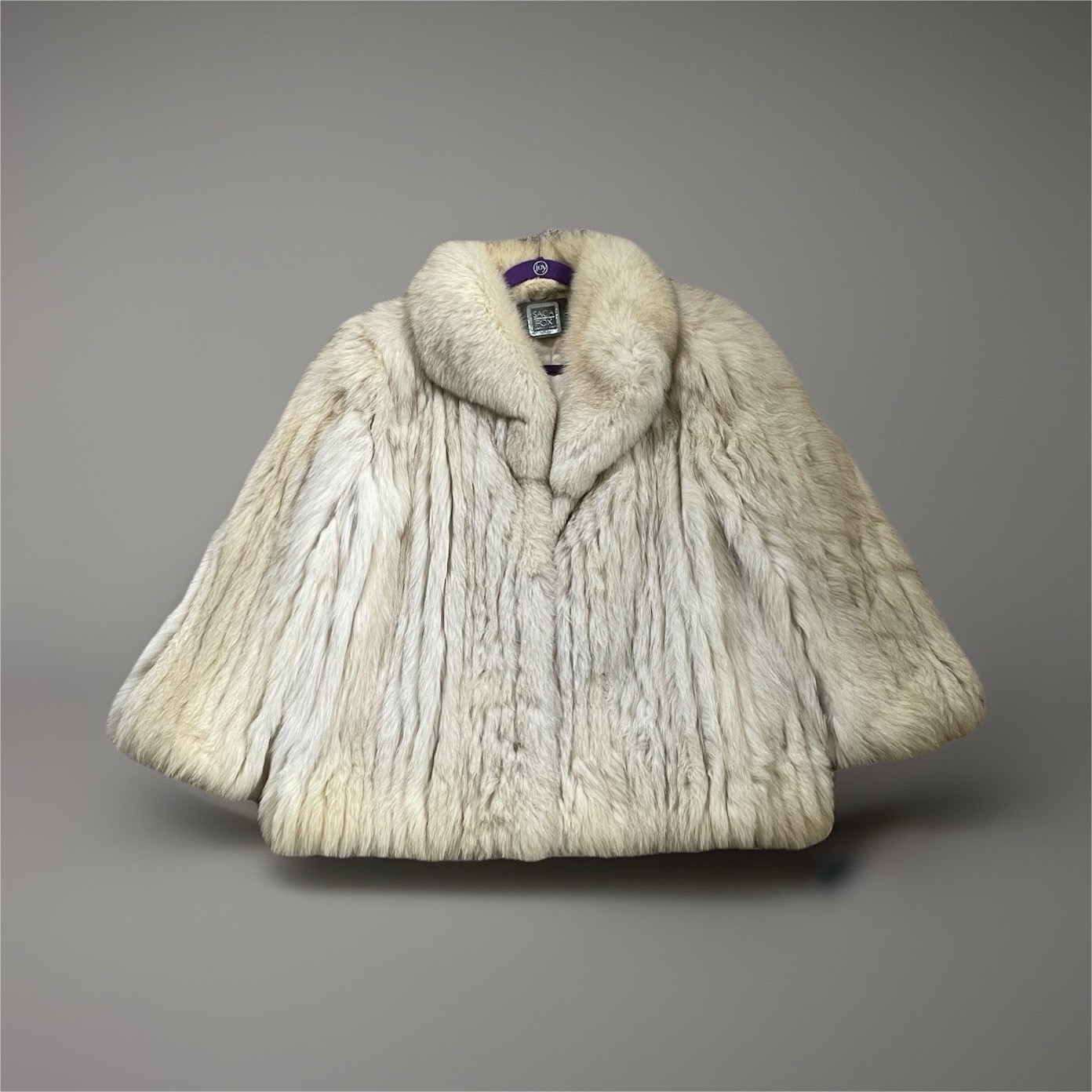 VINTAGE SAGA FOX Women’s Fox Fur Coat NATURAL BLUE XL