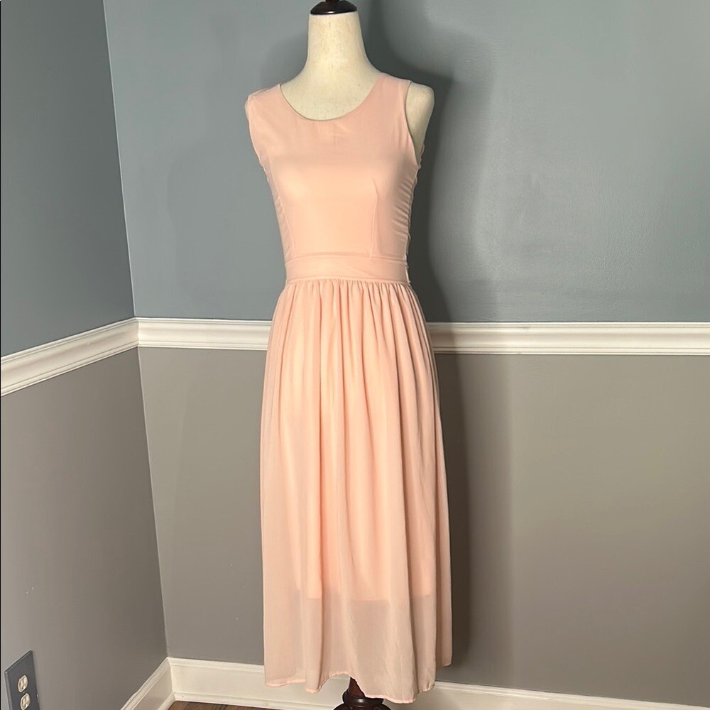 Harve Bernard Vtg Pink Sundress with Scoop Neck open back