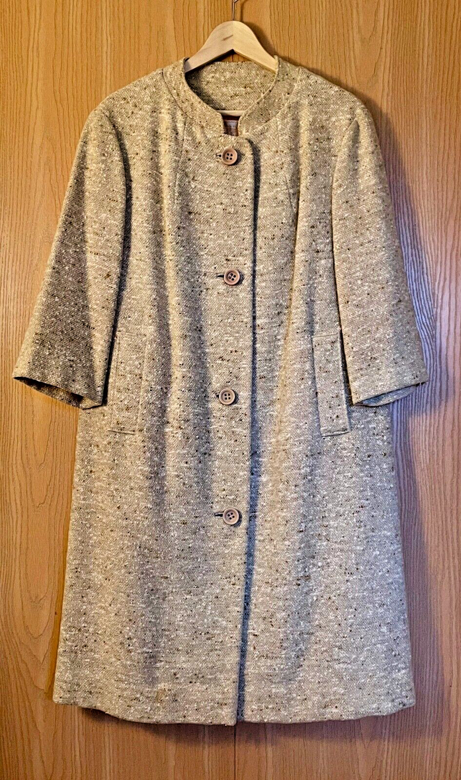 Vintage Pendleton Size 14 Classic Beige Tweed Coat