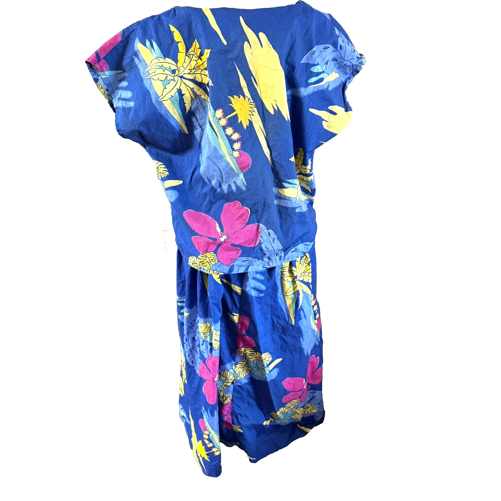 Vintage 60’s Glamour Girl Tropical Pull on Skirt Boxy Top Floral Hawaii Small