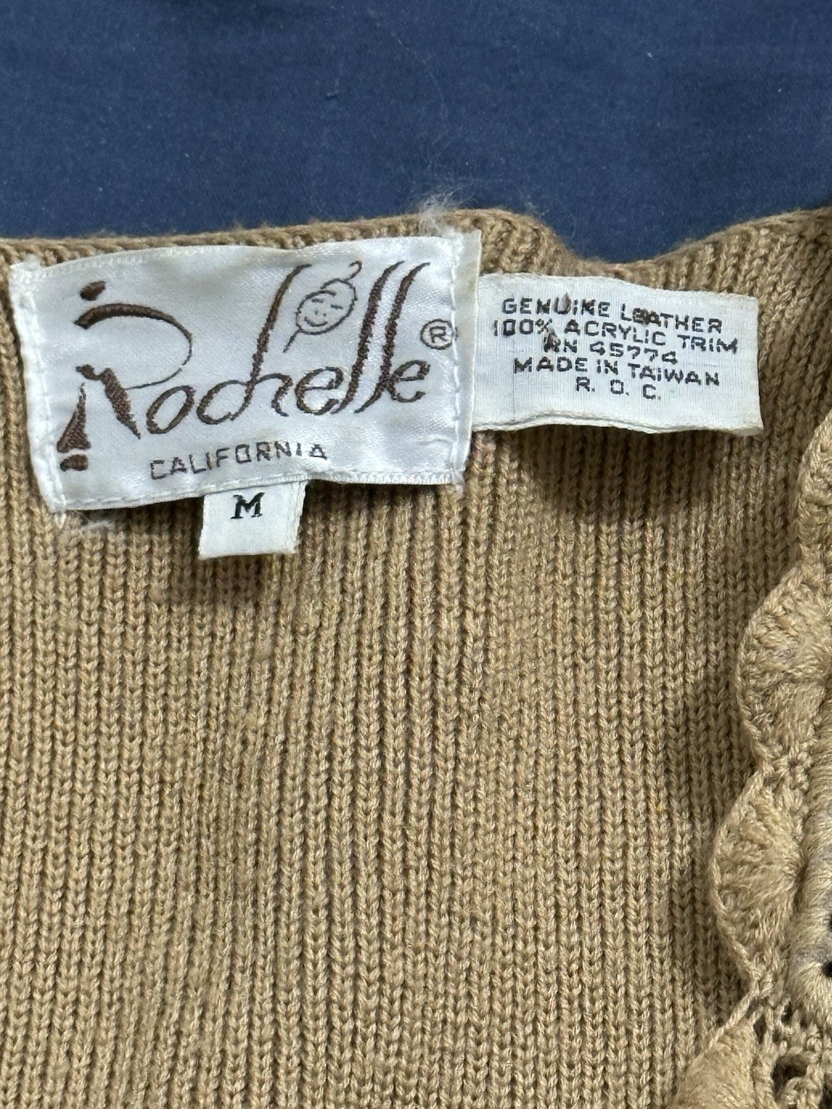 Vintage 70s Suede Leather Crochet M Patchwork Vest Gilet Rochelle California