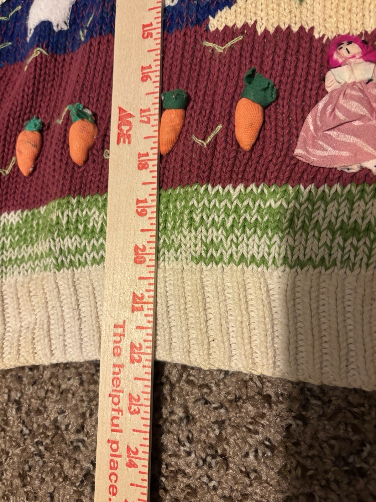 Vintage 80s Hand Knit Peru Sweater Folk Art Flawed Stains Holes Read