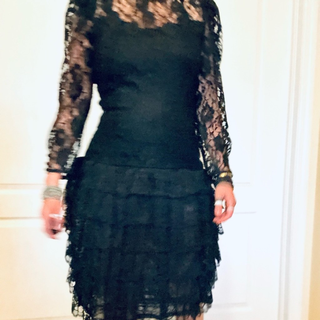 Wednesday Dresses Collections / Beene Black Lace Dress with ruffles