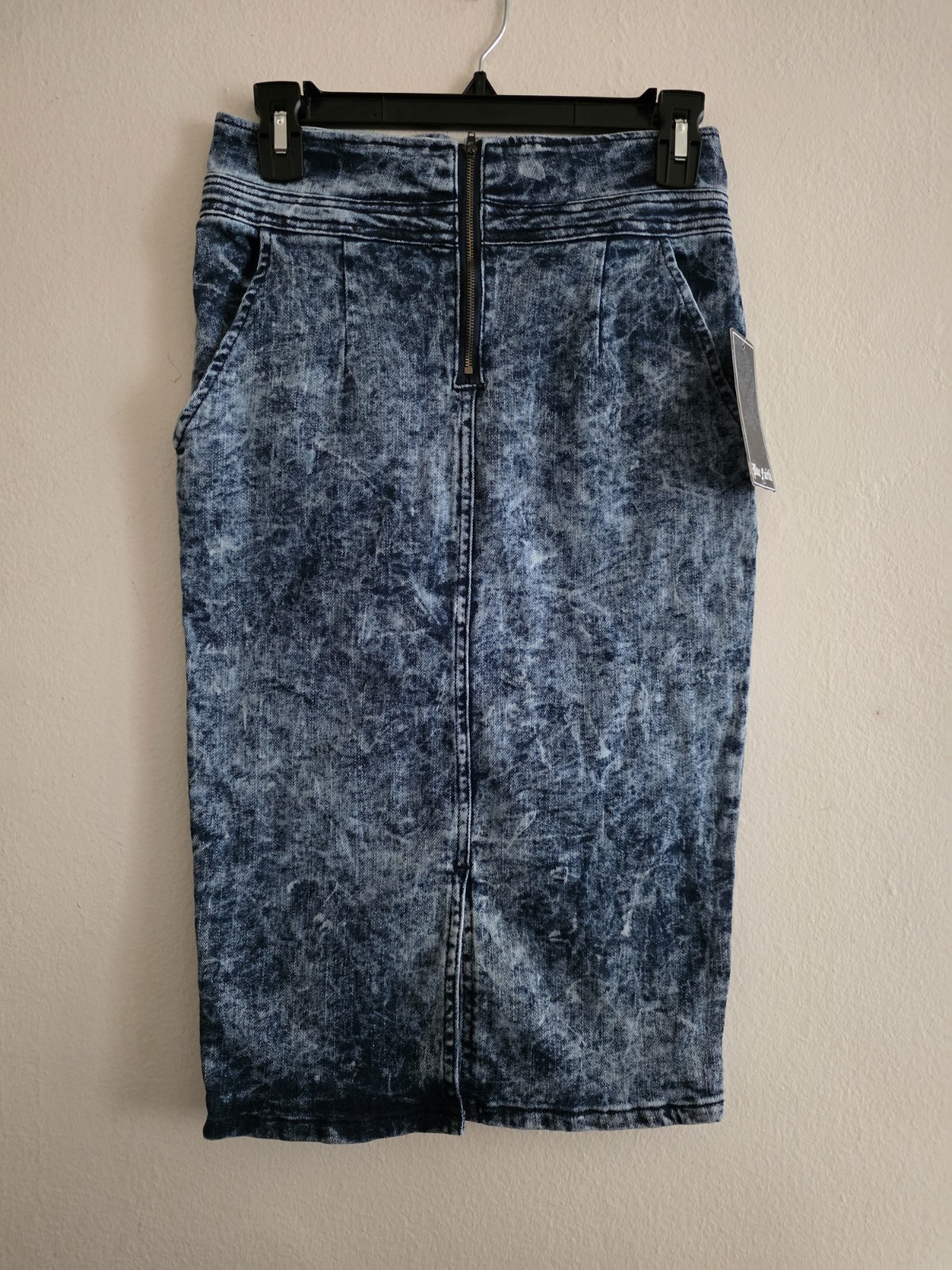 Faith Blue Vintage 80’s 90’s Acid Wash Denim Pencil midi Sz L Nwt
