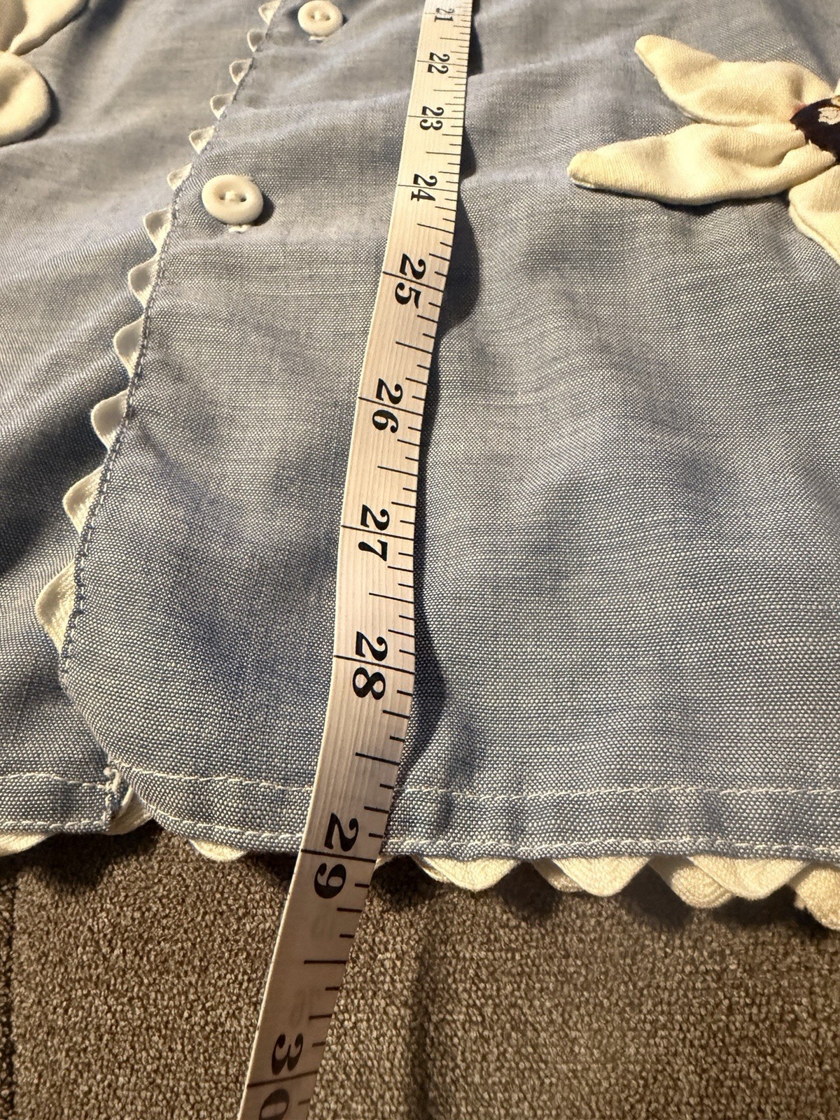 Vintage 1970’s JCPenney Big Mac Button Up Shirt Ladies Large Blue Flowers Rare