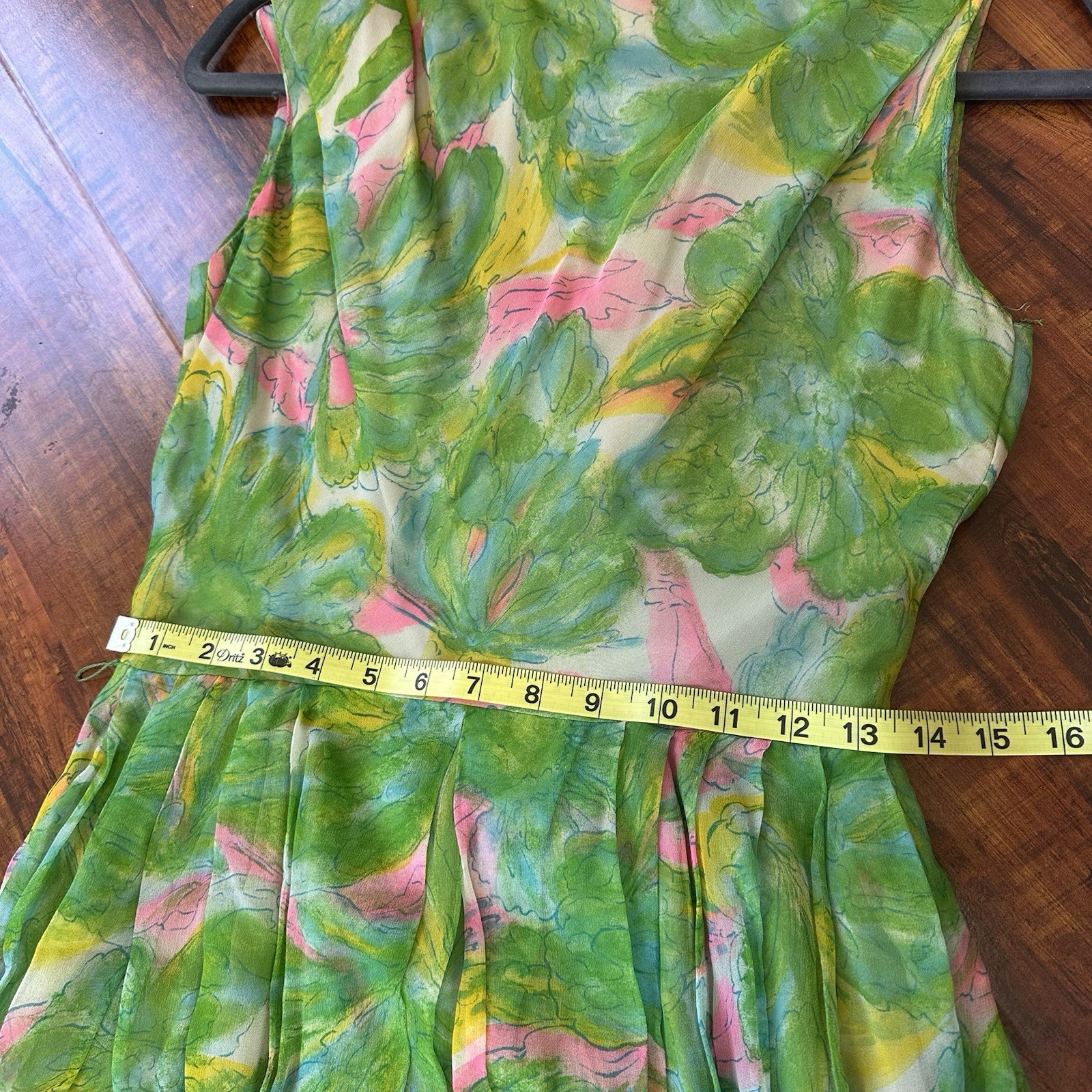 Leslie Fay Vintage 50s Watercolor Garden Tea Dress Floral Spring A Line Small S