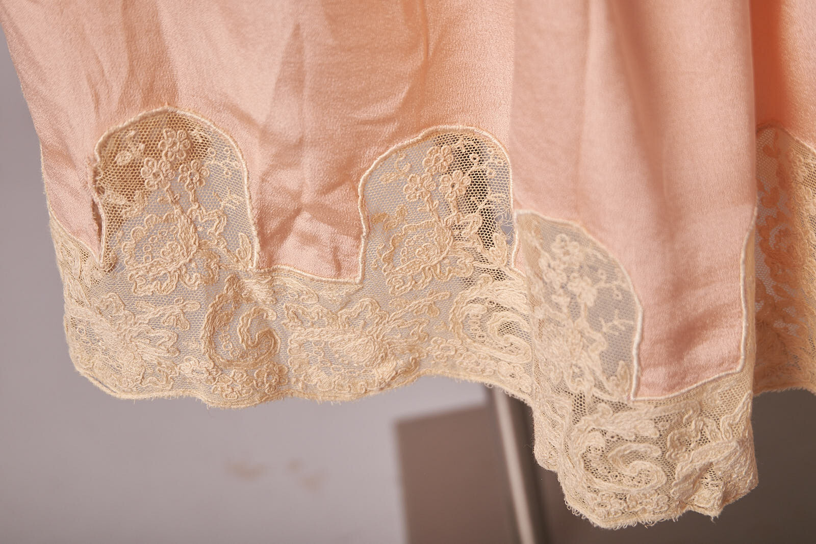 1920s Peach and Lace Flapper Slip Dress