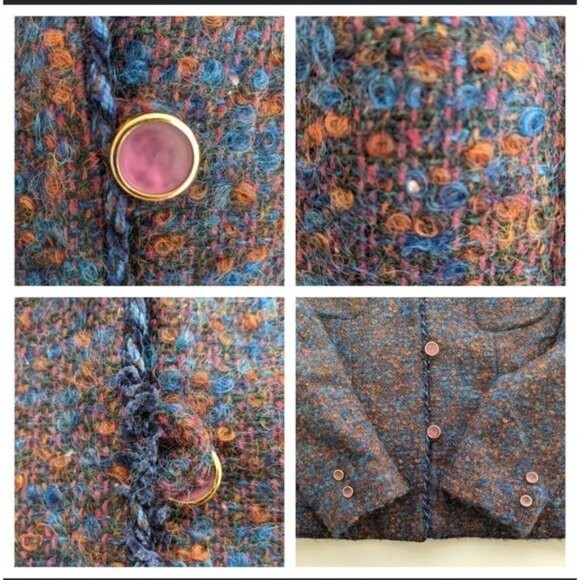 Vintage Curly Wool Classic Skirt Suit Tag 16 Waist 30″ Chest 40″ Union Label