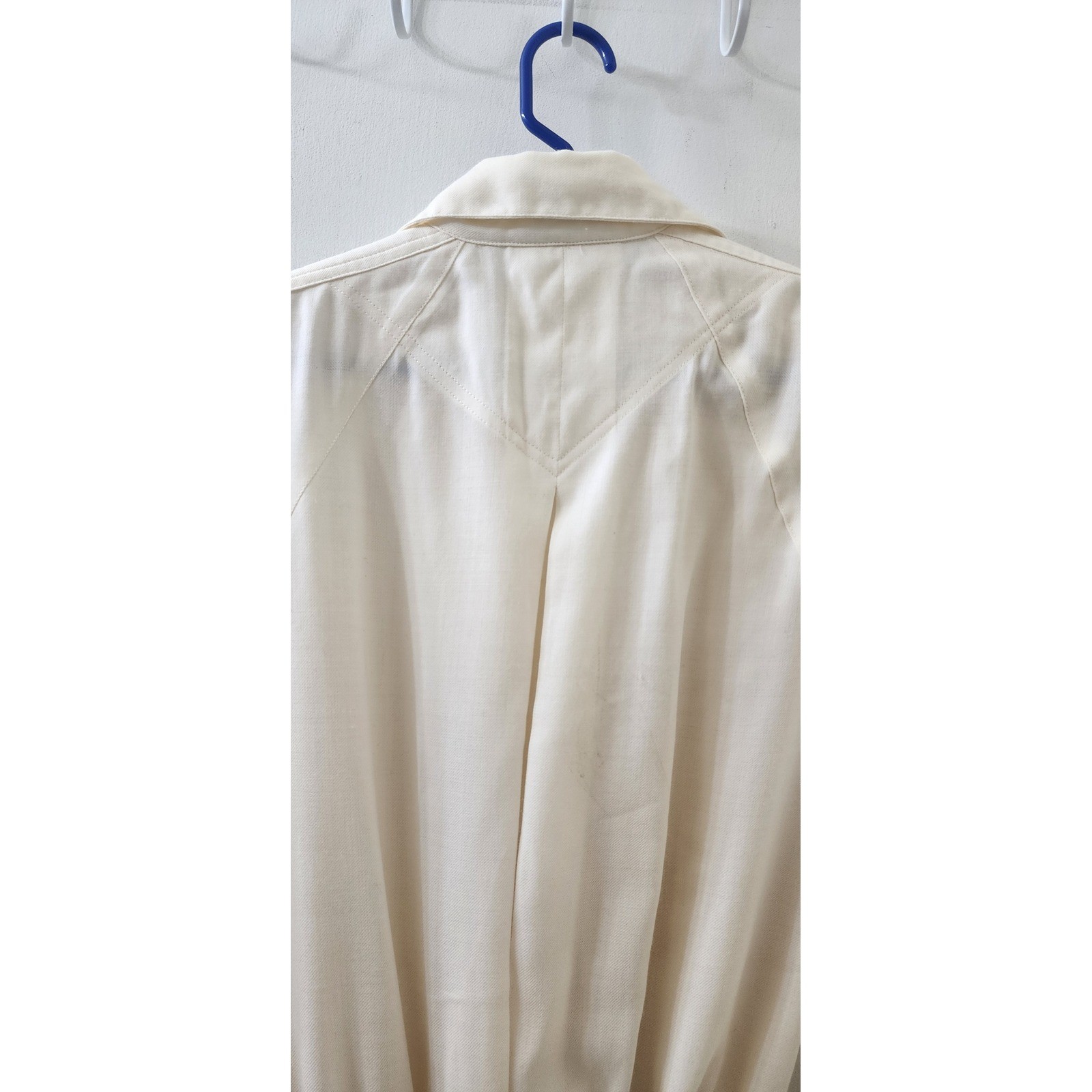 Vintage J. Tiktiner Cream Ribbed Knit Waist Blouse Top Ivory