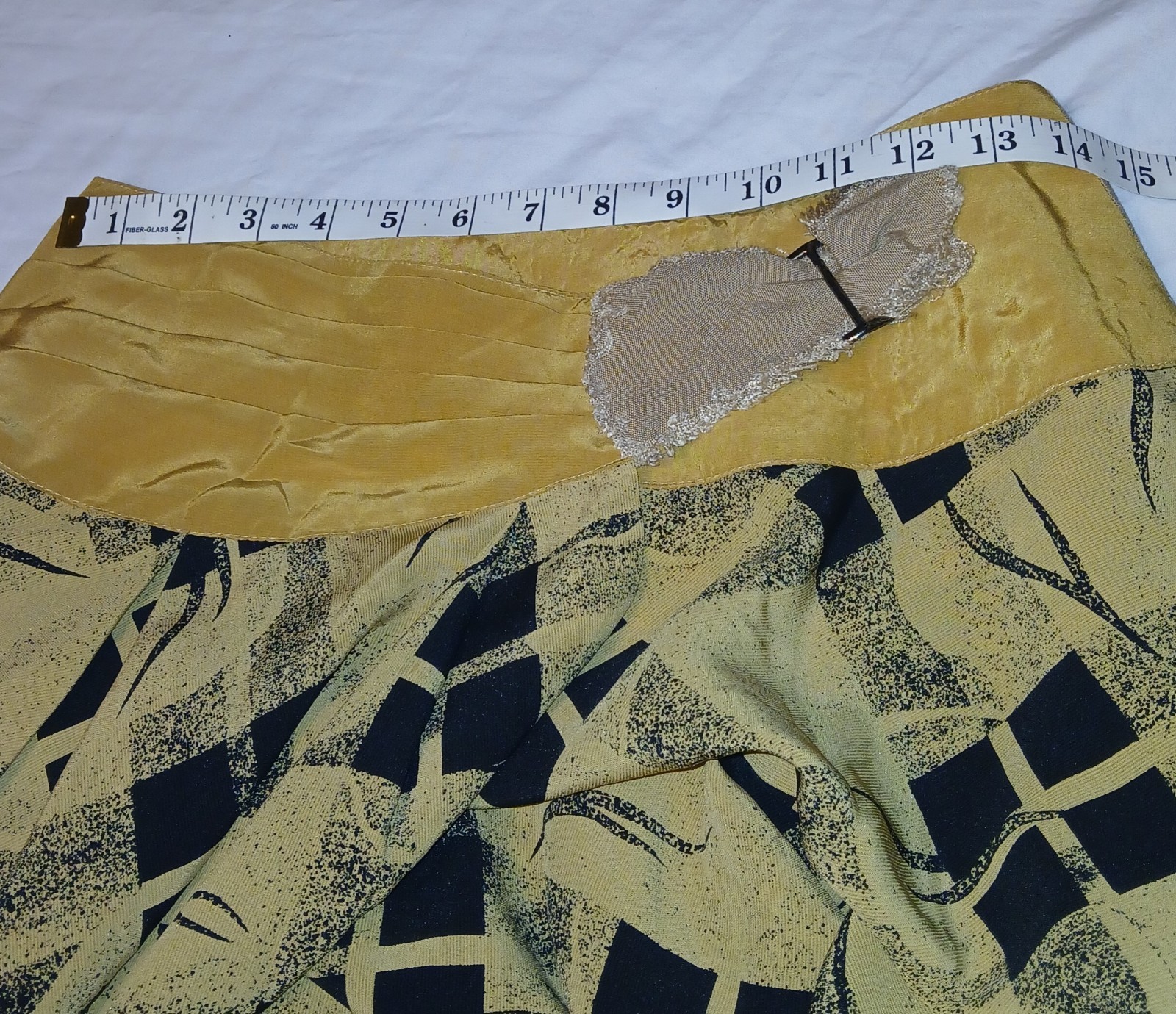 Vintage Womens Abstract 2 Piece Set Blouse Wrap Skirt 1980’s Yellow/Black Sz 11