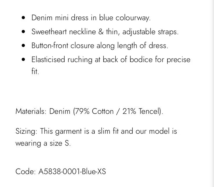 Levi’s Blue Denim Malene Dress Bustier Mini A Line Button Up Smocked XS