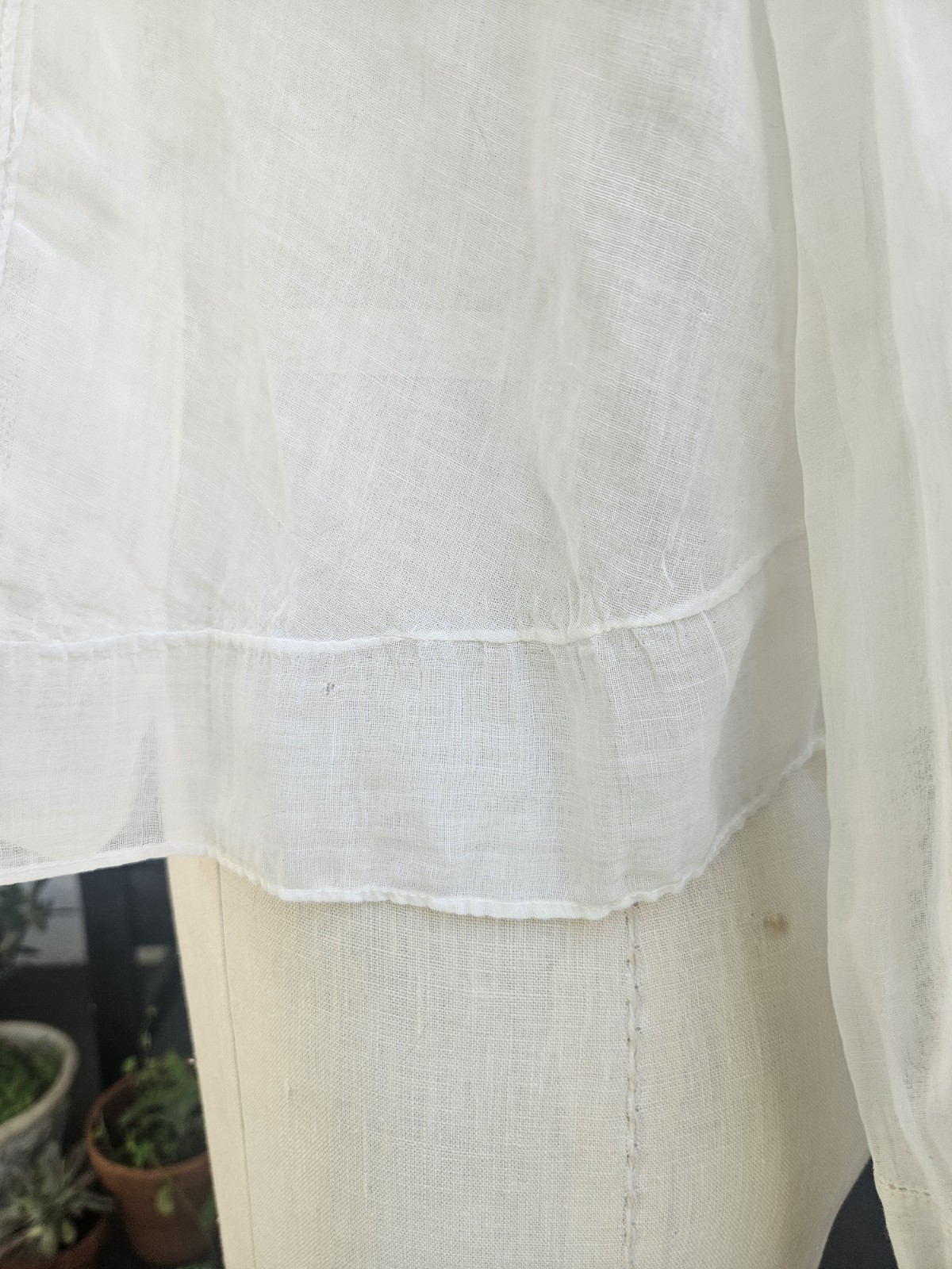 Antique 1900s Edwardian Cotton And Lace Button Up Blouse Delicate Pintucking…