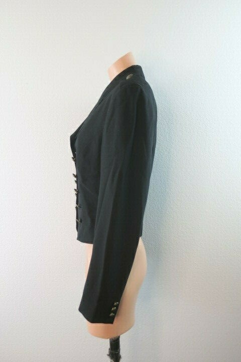 DKNY Vintage 90s y2k Women’s black cropped crop military Blazer sz 4