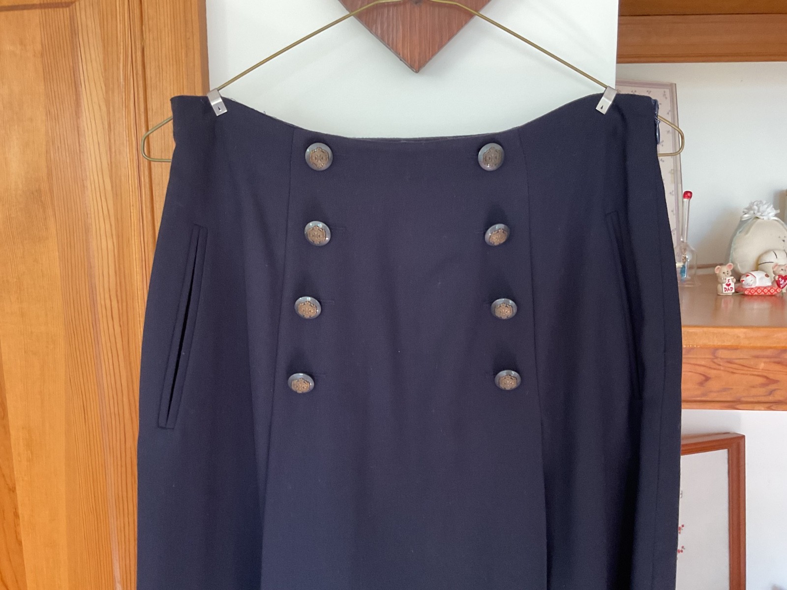 Vtg J McLaughlin for Sanyo Classic Navy Blue Wool Skirt Size 10 USA Preppy Smart