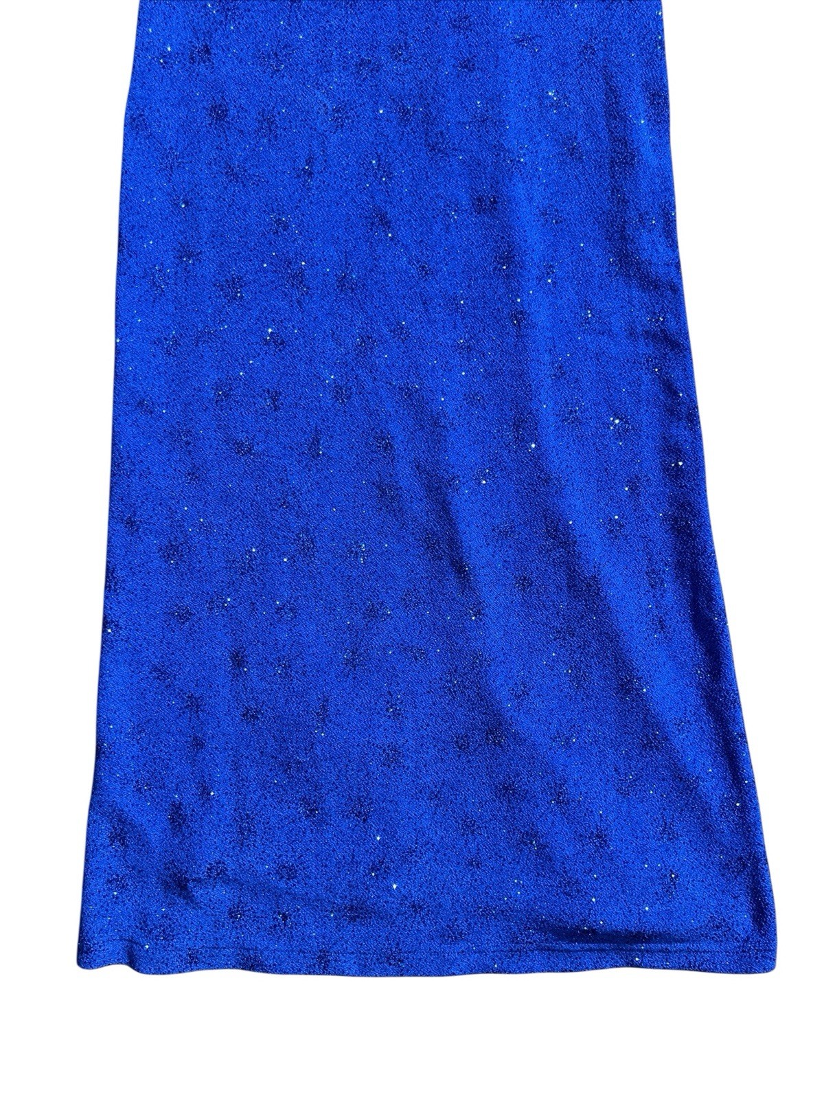 Vtg 1990s Royal Blue Sparkly Slinky Strapless Dress Sz S Byer Too! NWT Defects