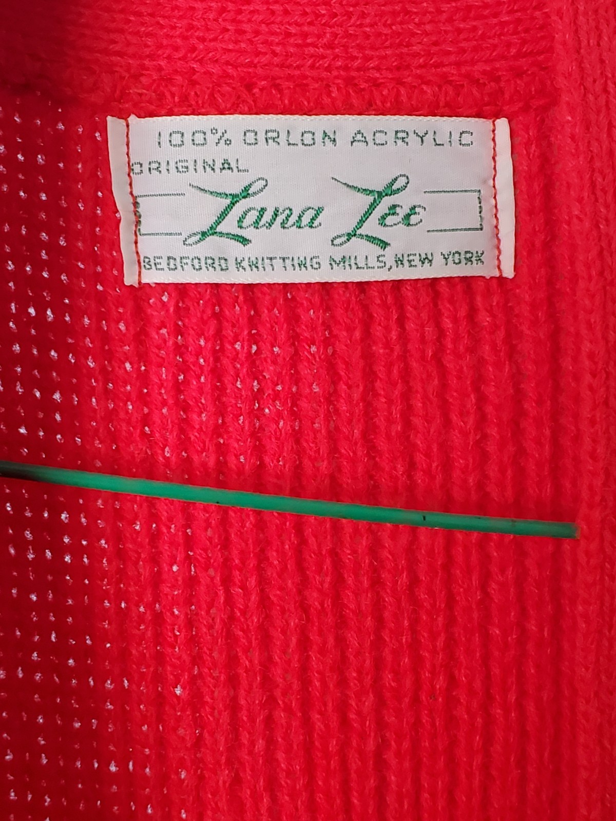 VTG 60s 70s Lana Lee Red Orlon Acrylic Sweater Vest Cardigan ILGWU Union Made S