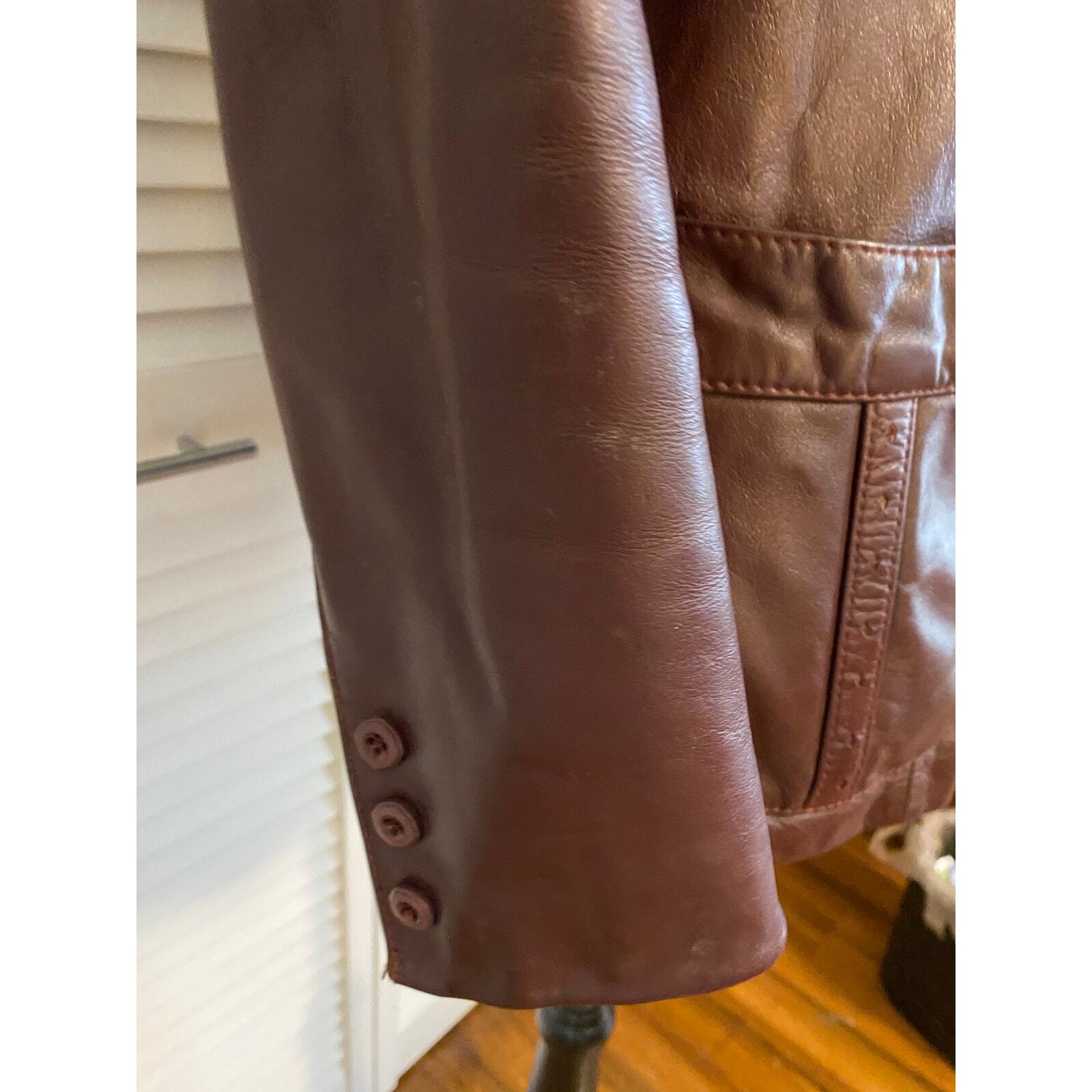 Vintage Etienne Aigner Women’s Oxblood Red Leather Blazer Jacket 1970s Burgundy
