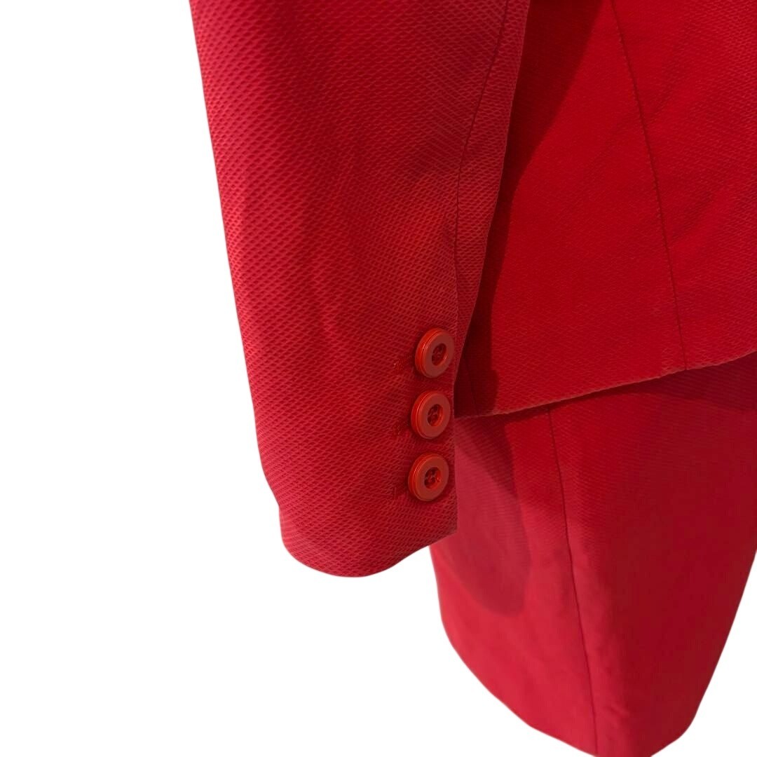 Vintage Fendi 365 Red Textured Piqué Blazer and Skirt Suit Set Size IT 38