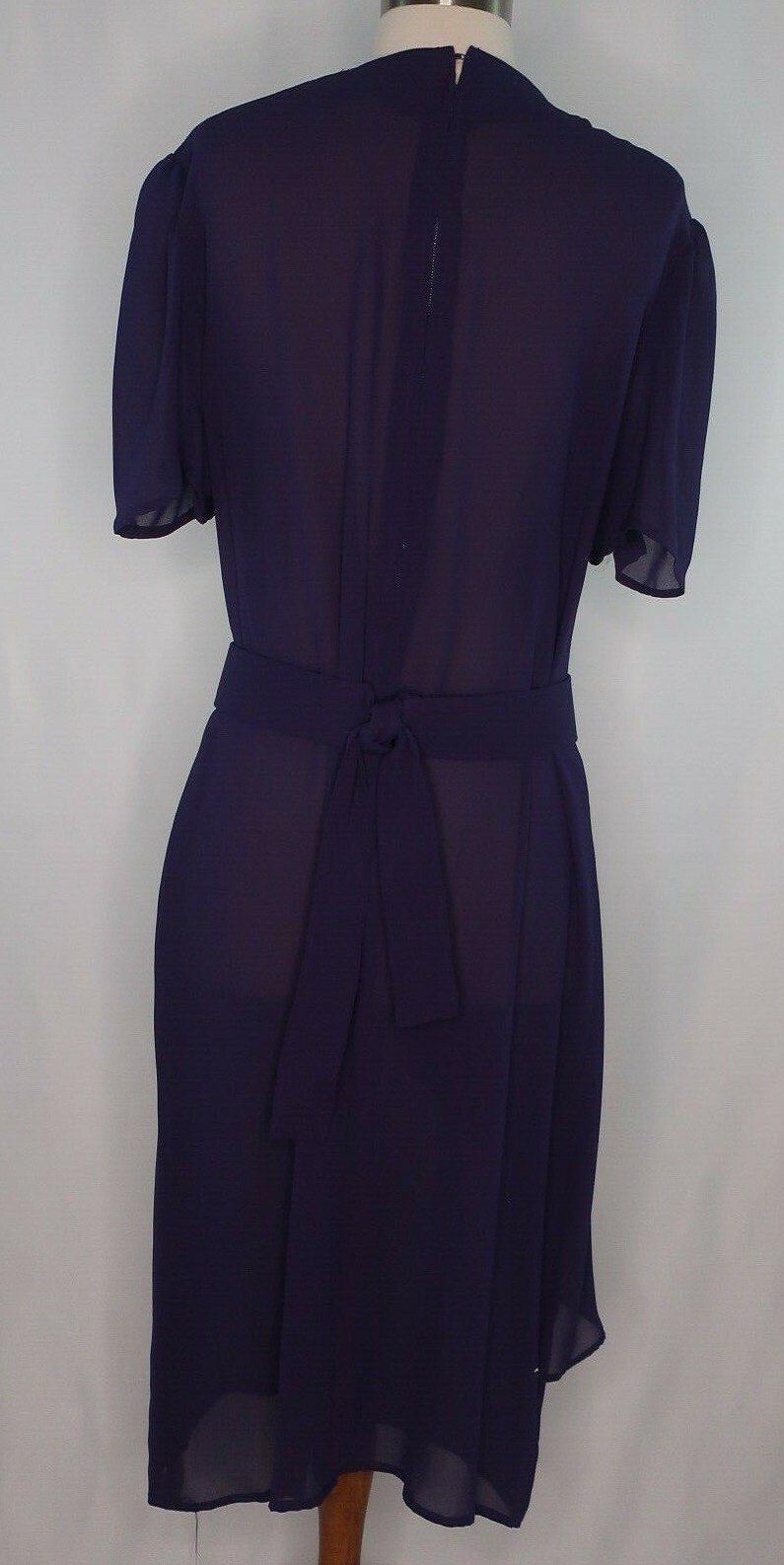 VTG Purple Sheer Belted Wrap Secretary Geek Career Cocktail Dress Sz M