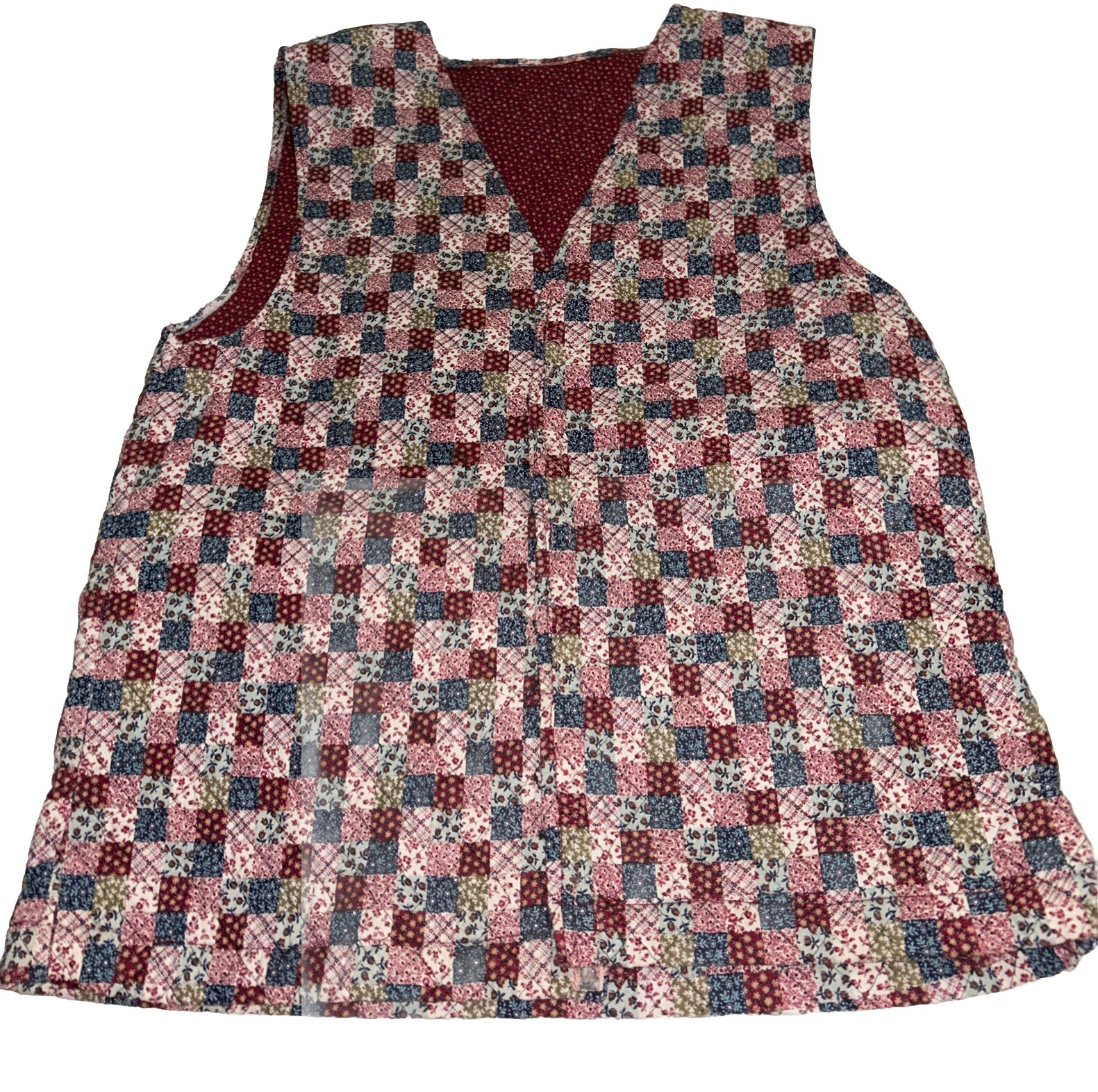 Vintage Handmade Patchwork Quilted Vest. Not Sure On Size See Measurements