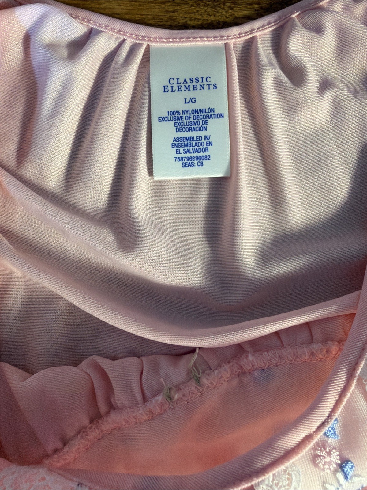Vintage Classic Elements Pink Nightgown Mumu Size L Housecoat Pajamas Lace