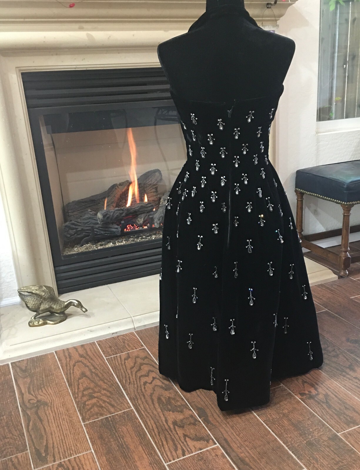 Vintage black velvet Ceil Chapman evening dress