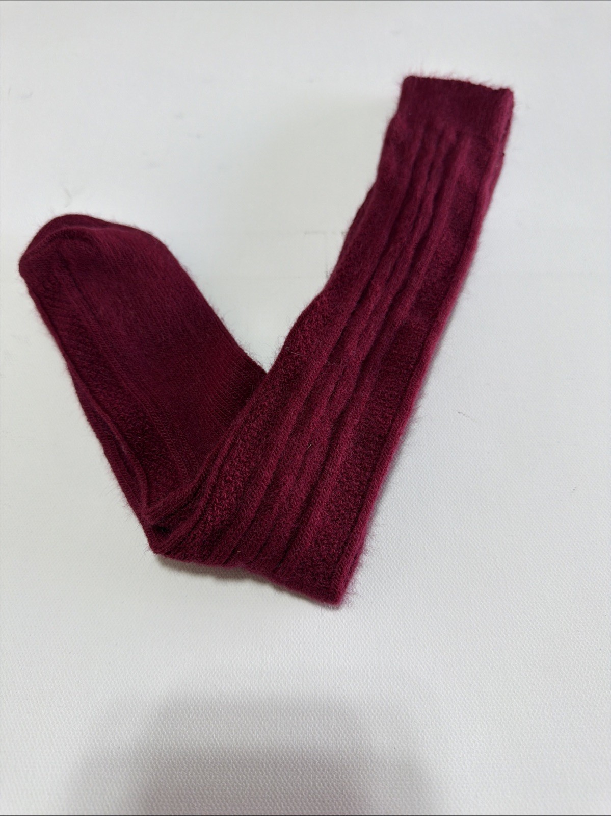 VTG Socks Crew Burgundy School Girl Knee High 80s Heavy Bulk Orlon Blend 9-11