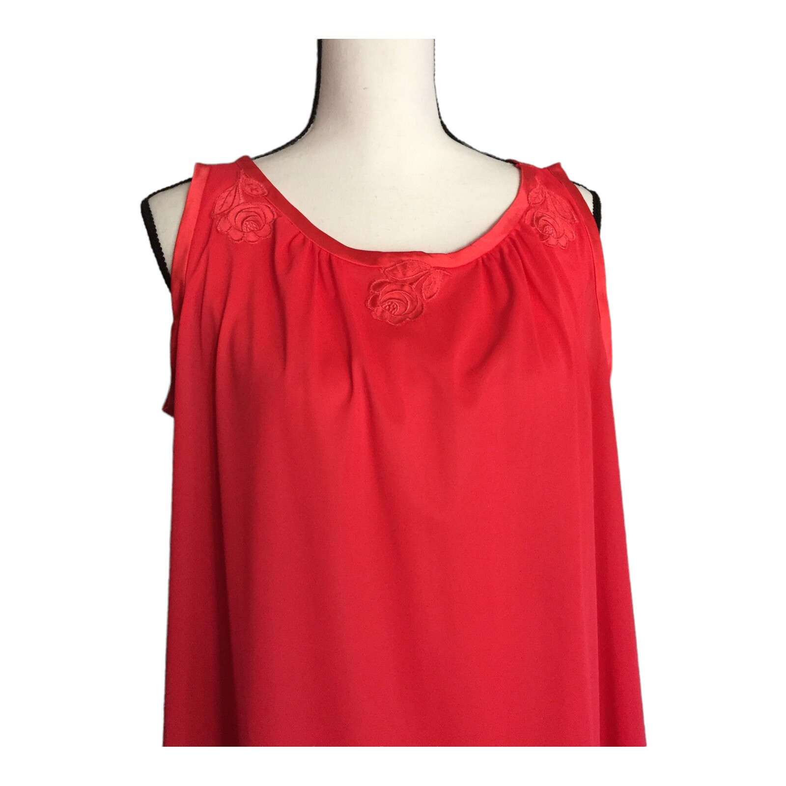 VTG Gossard Artemis Red Nylon Satin Trim Nightgown Swing Nightie Small USA Made