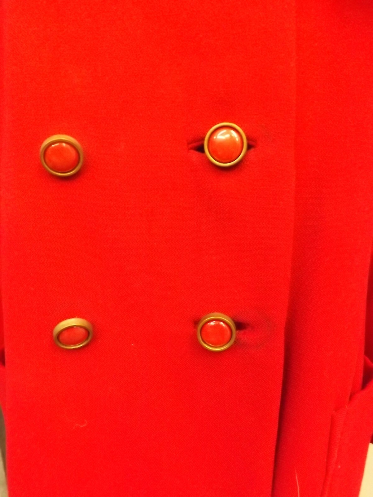 Stylecraft Vtg 1960s Red Double Breasted Belted Back Wool Insulated Long Coat L