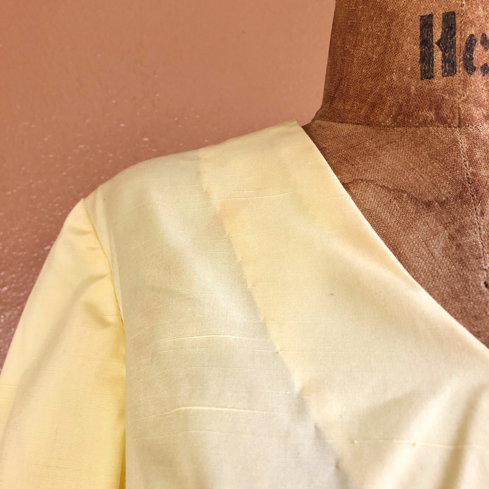 Vintage 50s Butter Yellow Handmade 2pc Blouse & Full Skirt Set XS
