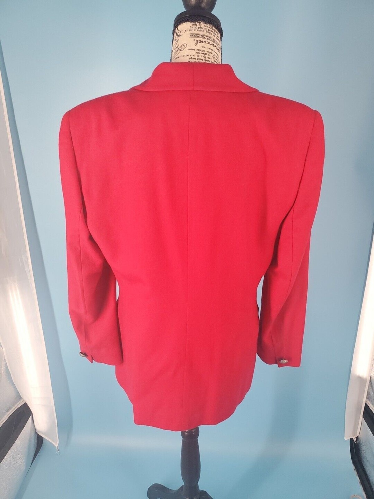 Saville Woolmark Jacket Blazer Red Sz 8 Vintage Lined Single Button Shoulder Pad