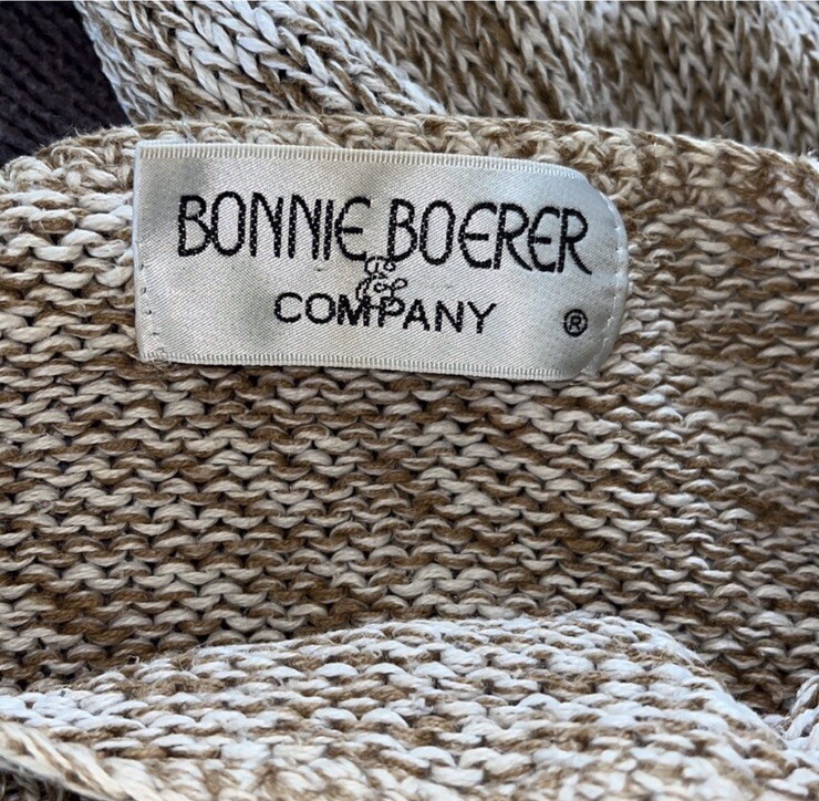 Vtg 80s/90s Bonnie Boerer Oversized Sweater~Geometric~Metallic~See Measurements