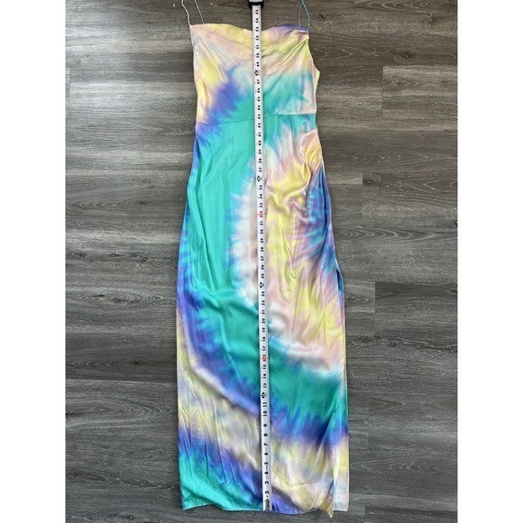 Retrofete Tie-Dye Cowl Neck Marelene Silk Slip Maxi Dress Size L