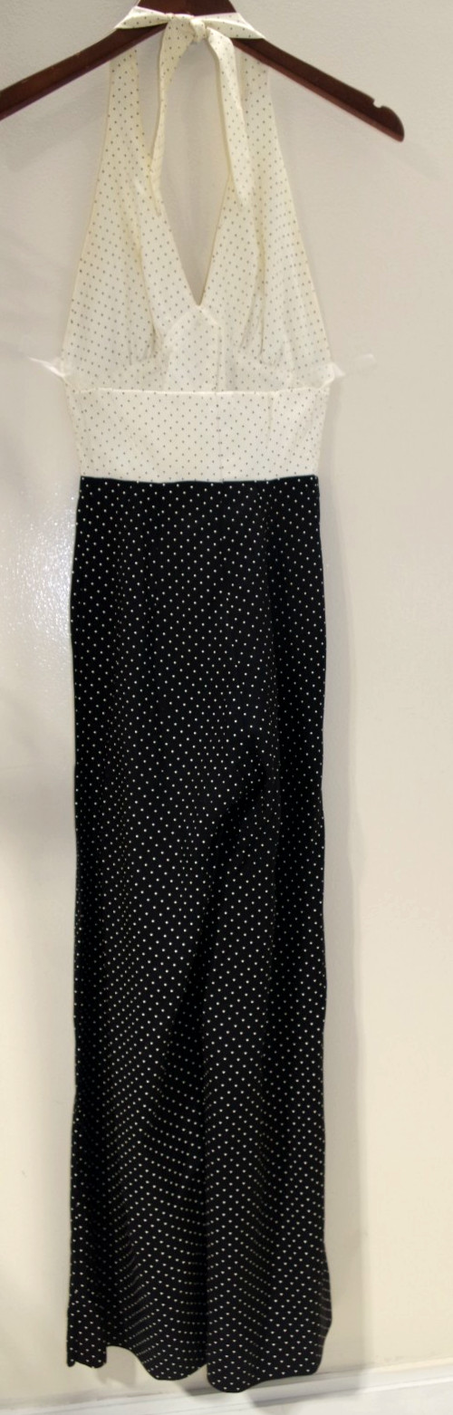 H4 True Vintage Black & Whited Painted Dots XXS Halter Jumpsuit & Jacket