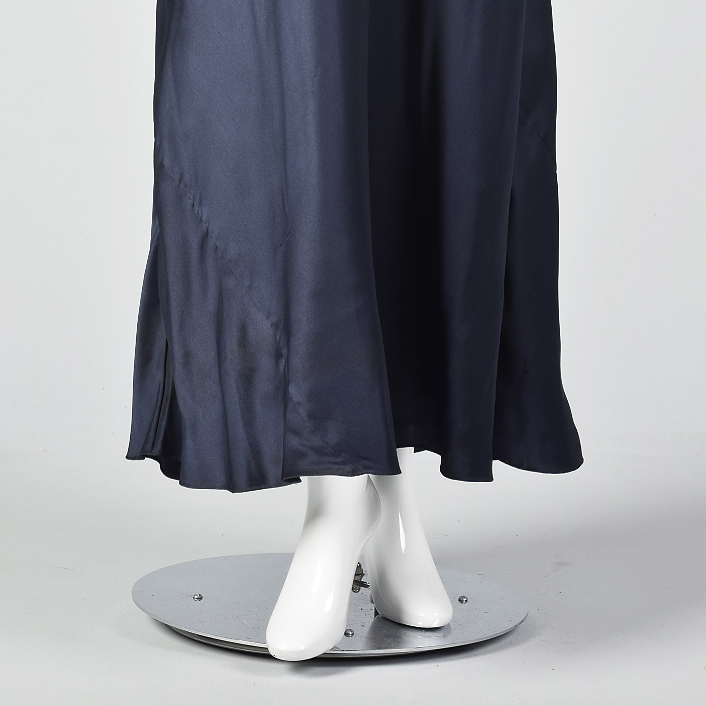 XXL 1930s Navy Silk Long Sleeve Dress Formal Gown Evening Plus Size Volup 30s