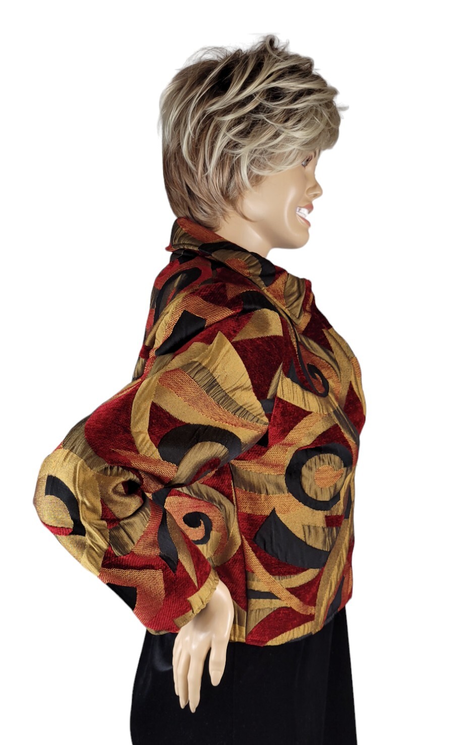 Vintage Painted Pony Uniquely USA Cropped Abstract Velvet Tapestry Jacket Size M