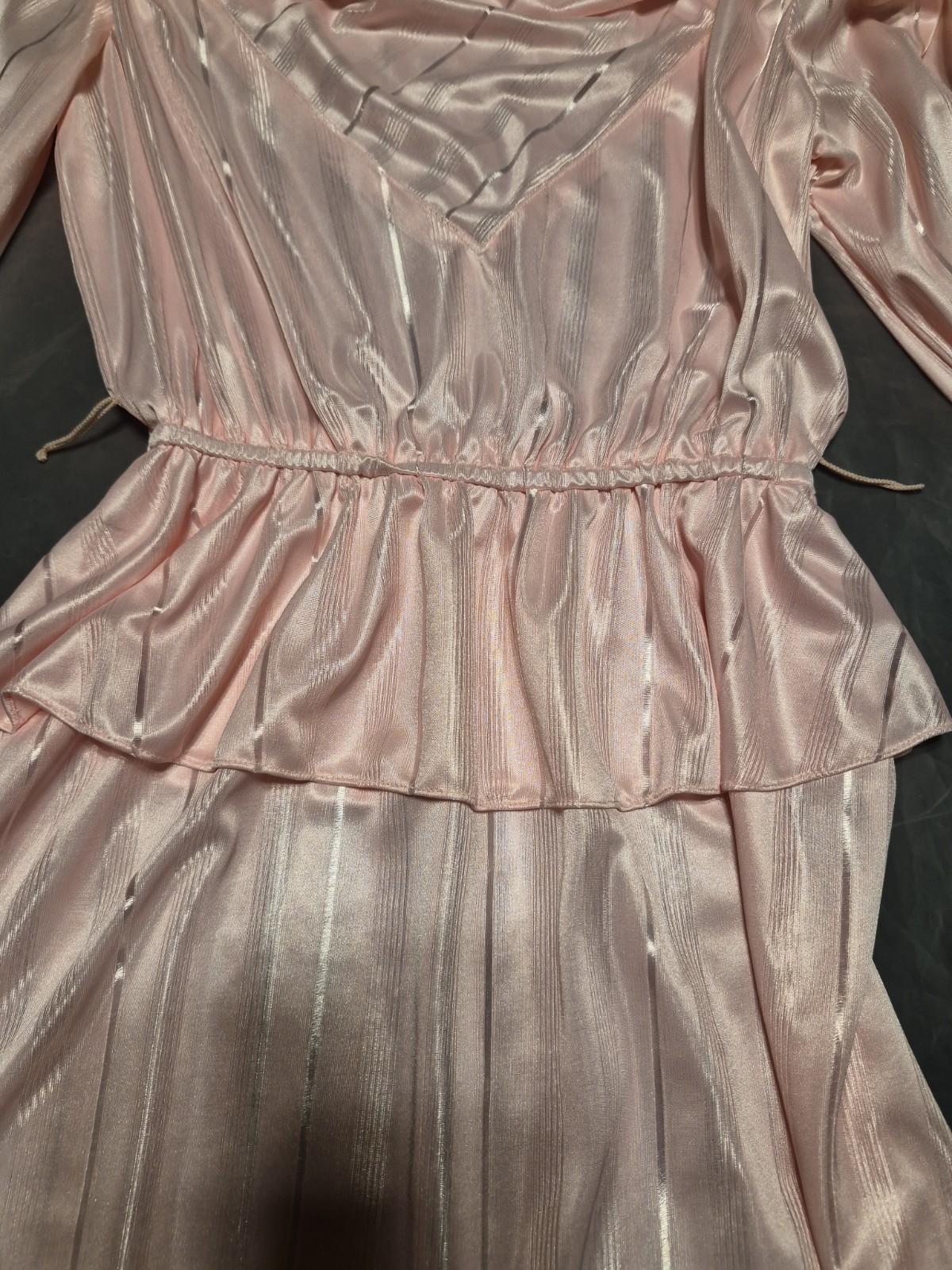 Vintage Pea Patch Women’s Peplum Size 5 Dress Pink Shimmery Stripe Preowned