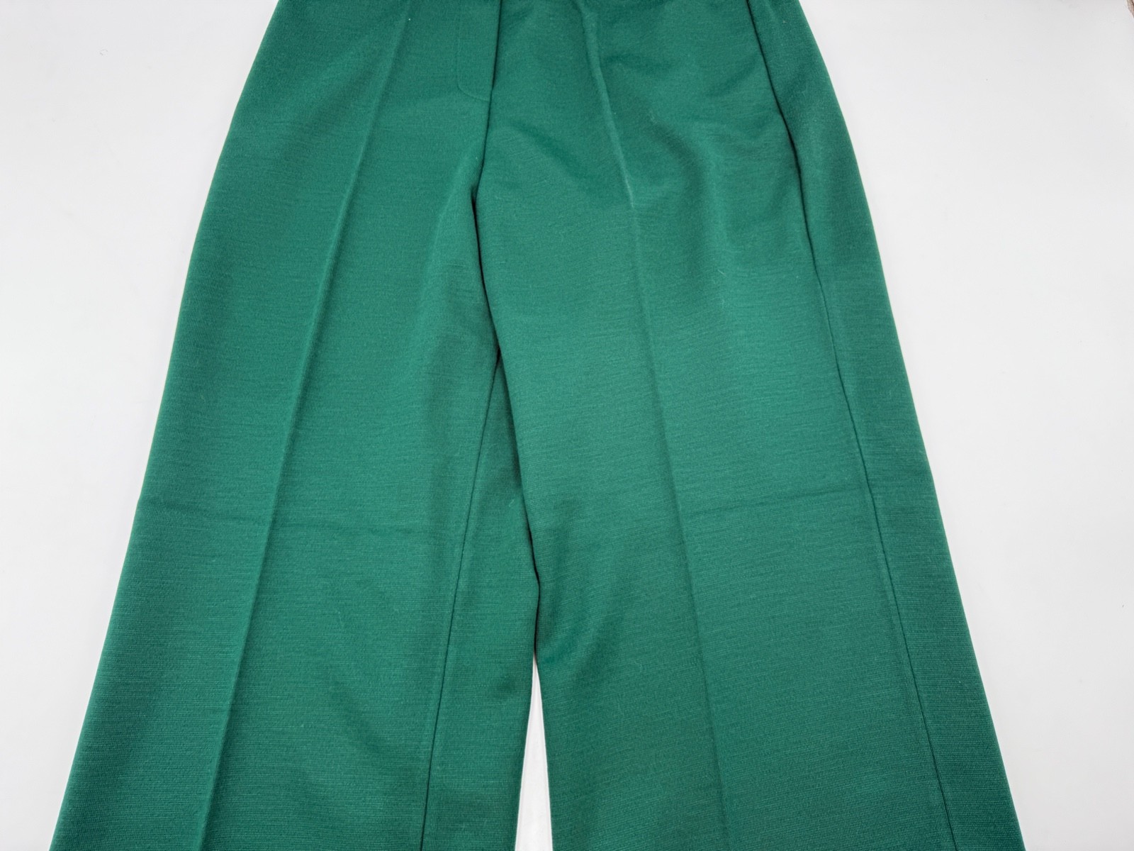 Vintage Womens 1970s Bell Bottom Pants Stretch Waist Polyester Knit Size 18