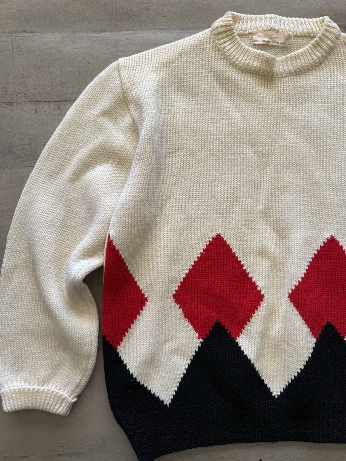 Vintage Pure Wool Made In Italy Argyle Sweater Size S Measurements
