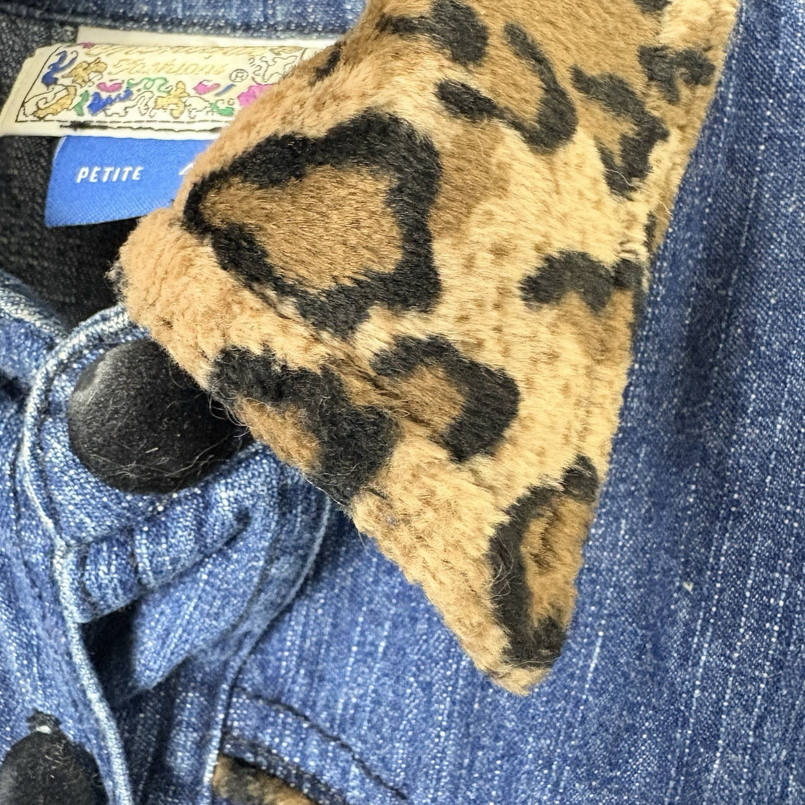Vintage 80s Womens 4P Denim Dress Retro Western Leopard Cowgirl Festival Concert