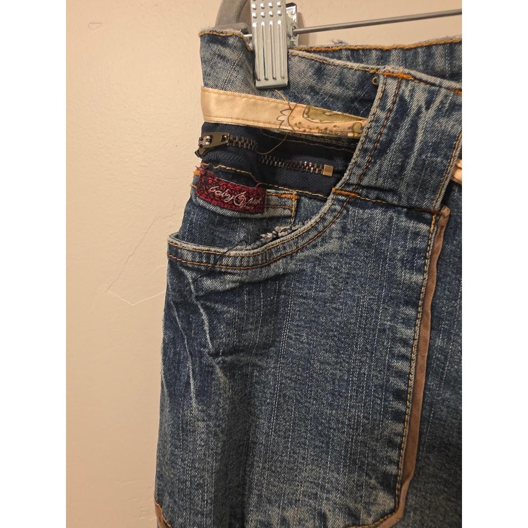 Vintage Baby Phat Y2K Belted Flare Jeans Size 19/20 Blue Denim Bootcut