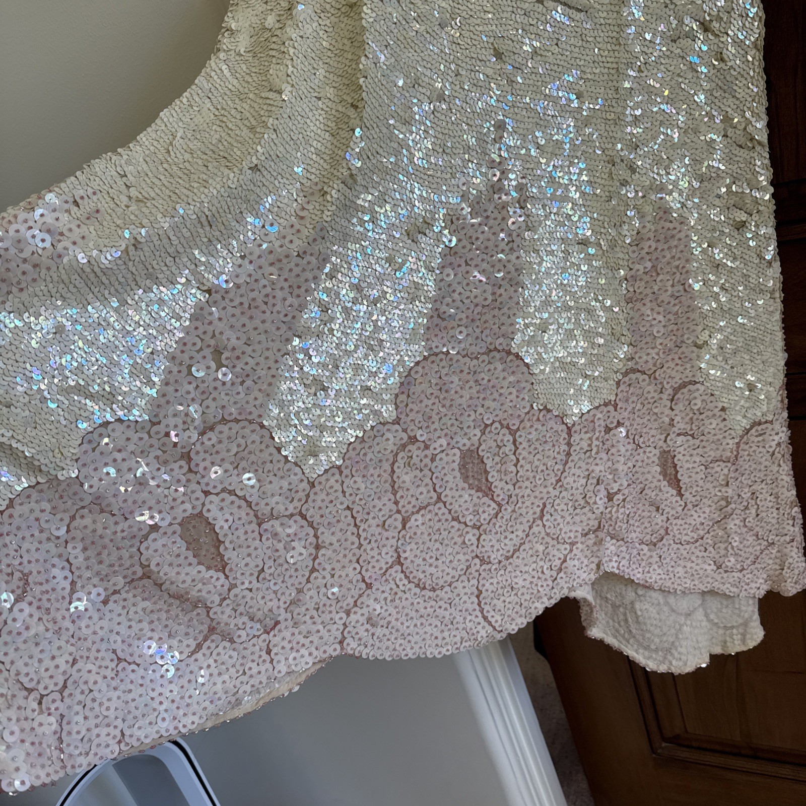 Vintage 80s Jenny Lewis London 100% Silk Sequin Dress Art Deco Handkerchief Hem