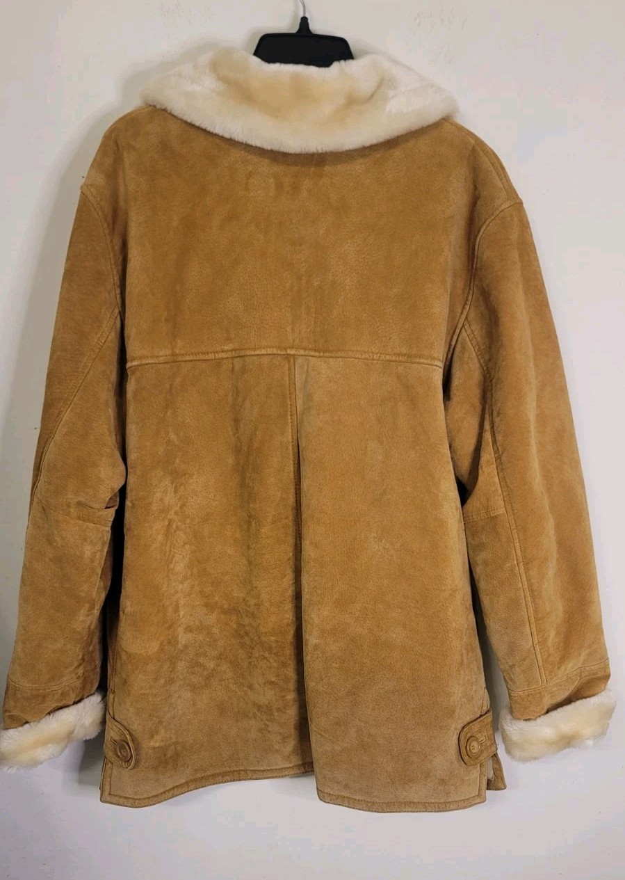 Women’s Vintage Dennis Basso Genuine Leather Coat Size Medium Faux Fur Jacket