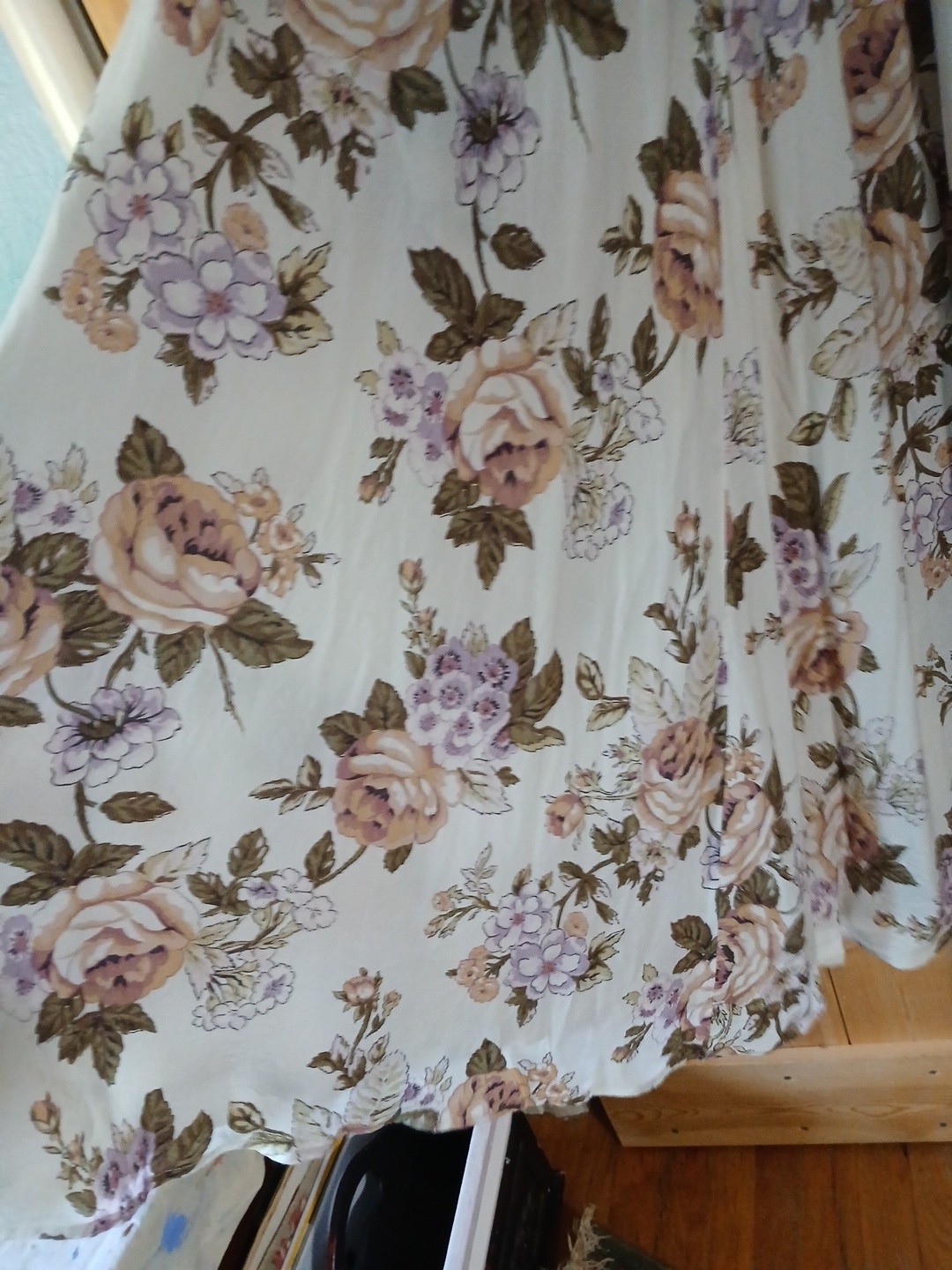 Vtg ED Michaels Long Sleeve Midi Floral Summer Rayon Button Back S/M 5/6 36″