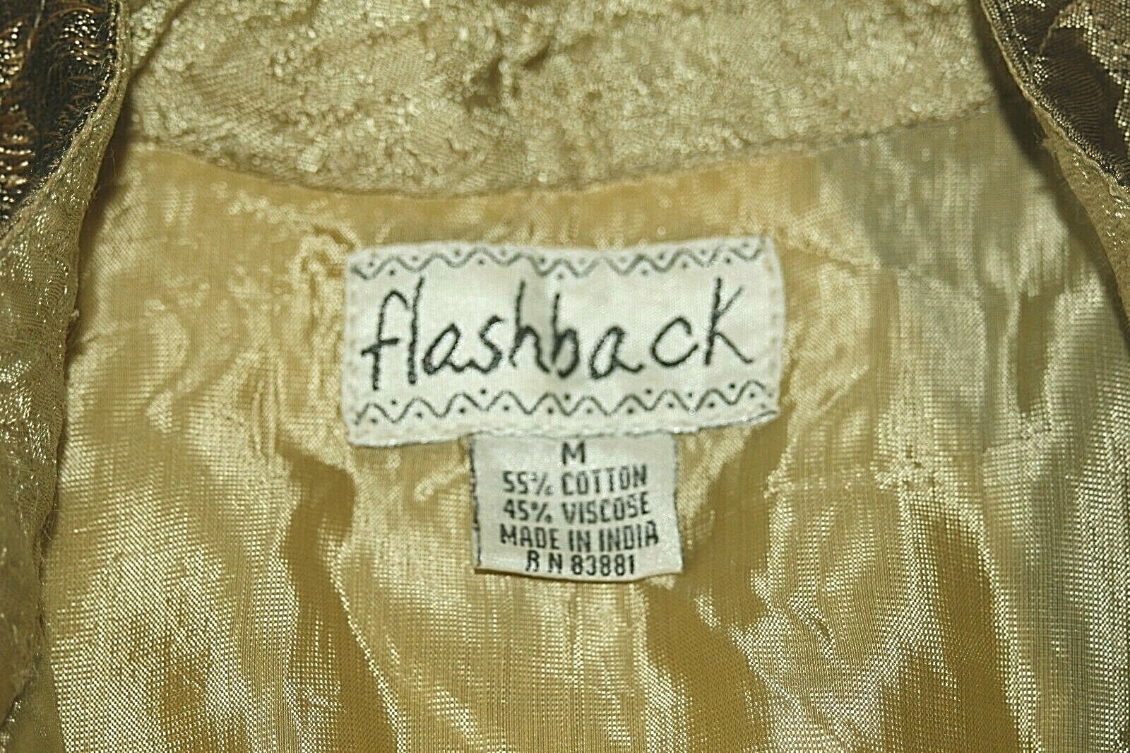 VINTAGE FLASHBACK Jacket Beige Black Boho Patchwork Jacquard Embellished Sz M