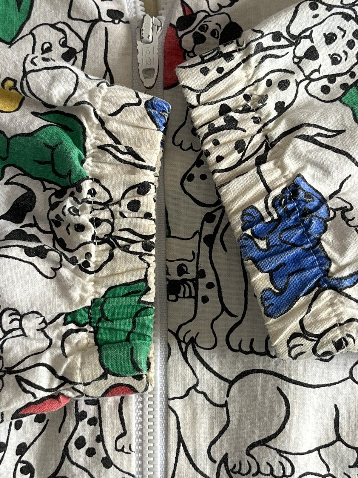 The Frog Pond Ladies Sportswear Dog Puppy Print Zip Up Jacket Medium Vintage