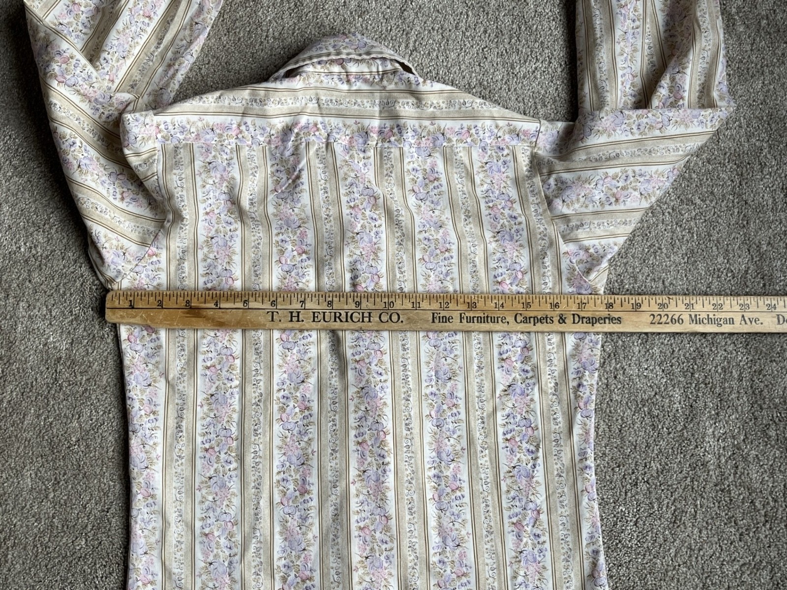 vintage The Put On Shop purple flower stripe long sleeve button up shirt, 14