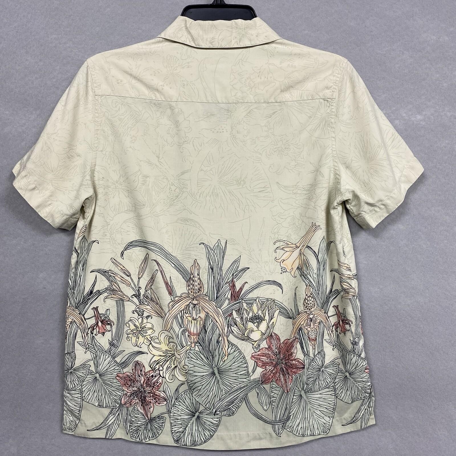 VTG Tommy Bahama Hawaiian Shirt 100% Silk Women’s XS Floral Tropical Vacation