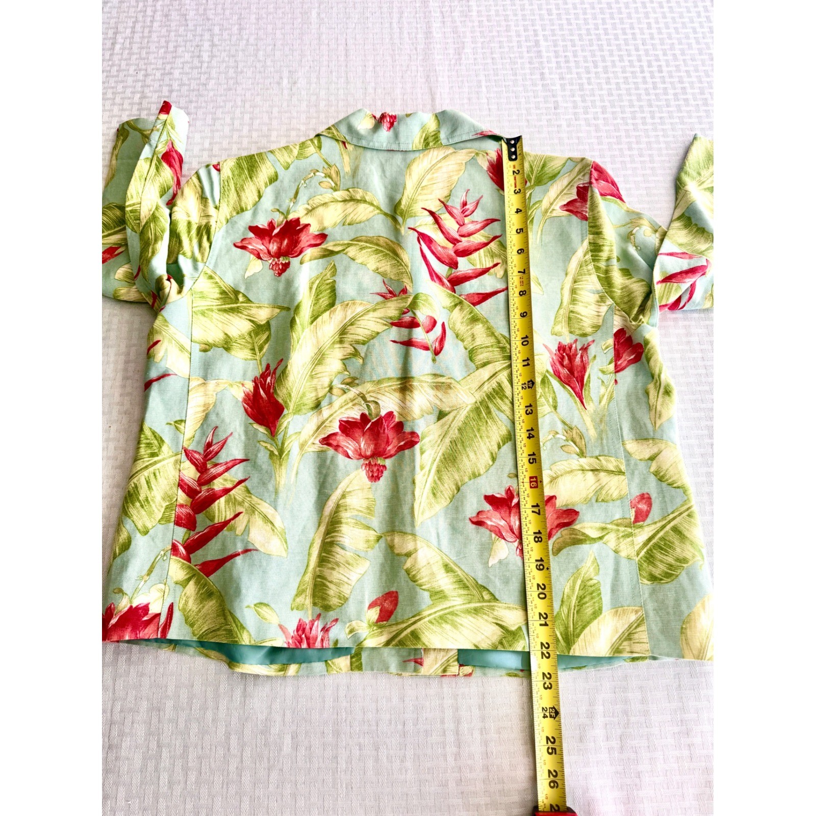 Rafael PT Collection Tropical Floral Linen Skirt Set Green Red Size 12 Vintage