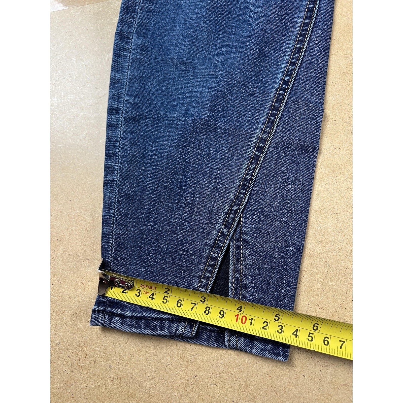 7 For All Mankind Jeans Womens 30 Blue Slim Skinny Ankle Split Hem Denim